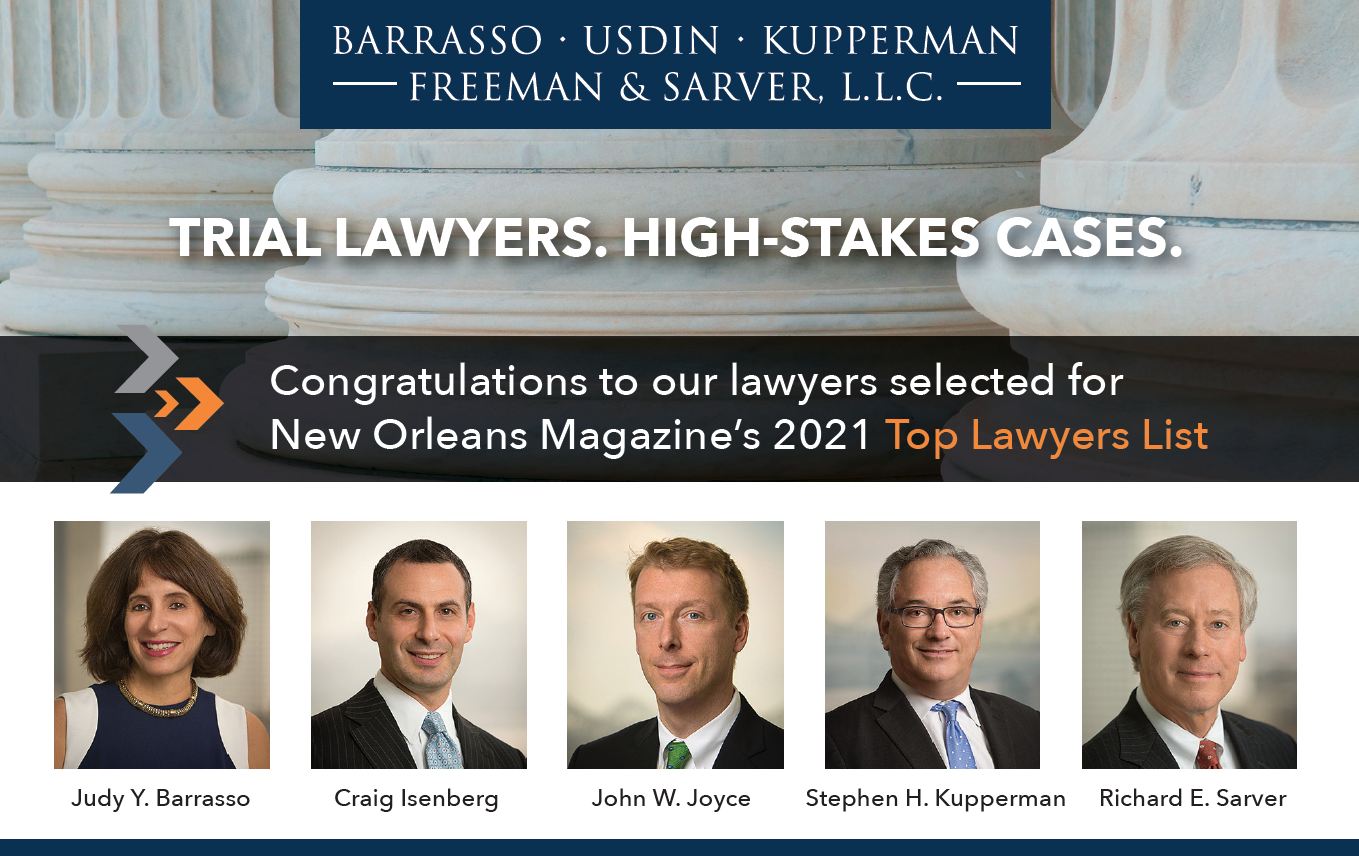 New Orleans Magazine Top Lawyers 2021 - Barrasso Usdin - Picture