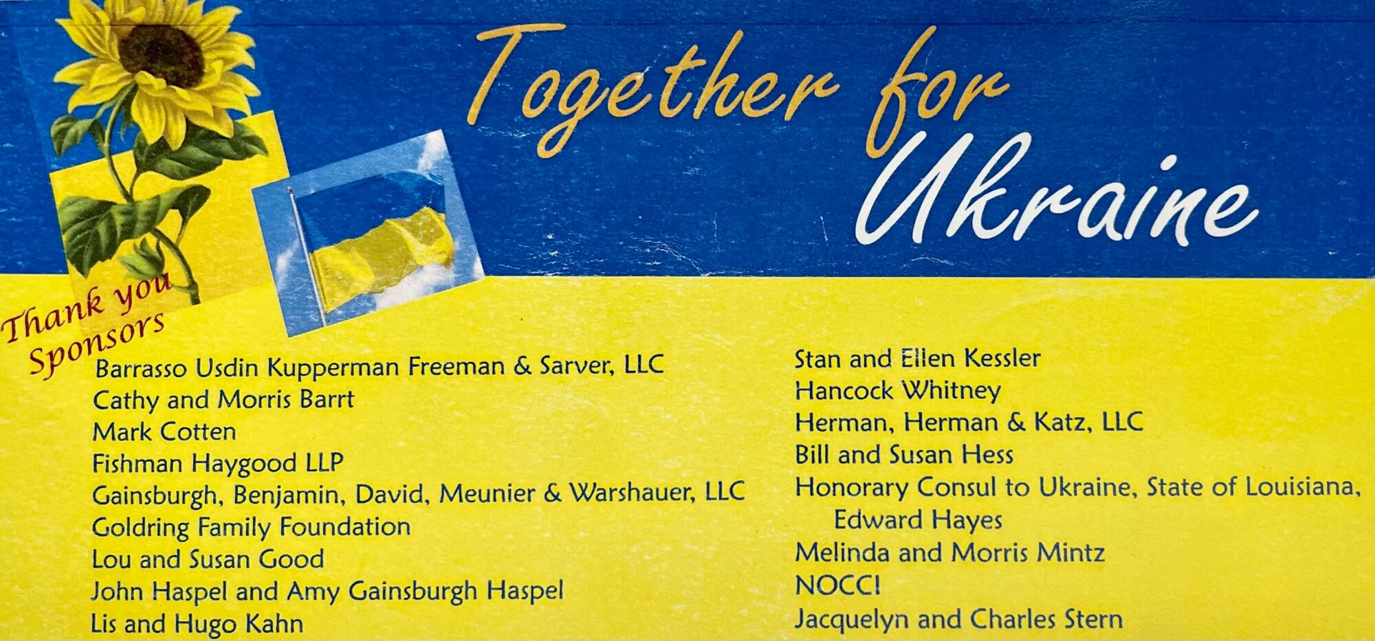 JCC Nola Together for Ukraine sponsors